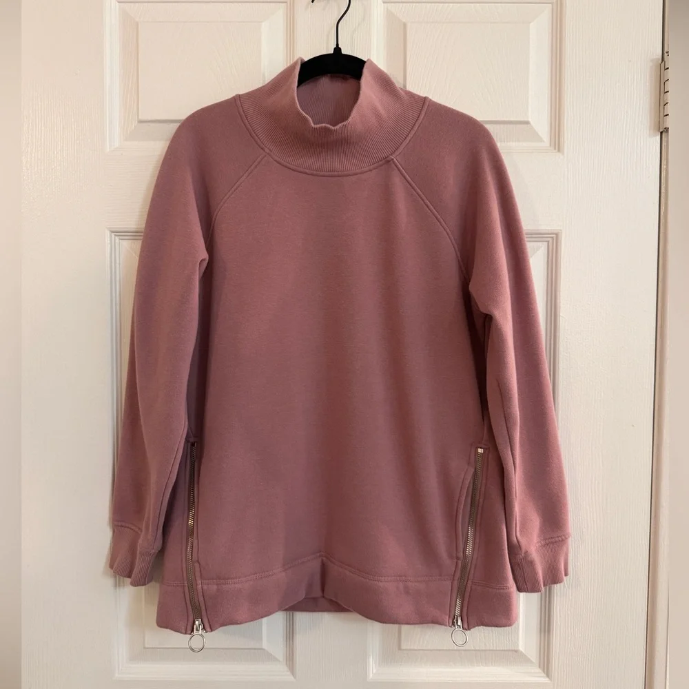 Athleta ‘Cozy Karma’ Side Zip Funnel Neck Plush Interior Sweatshirt - Women’s S - Picture 2 of 7
